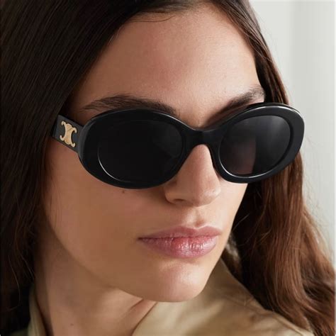 celine triomphe oval women sunglasses|Celine triomphe 52mm oval sunglasses.